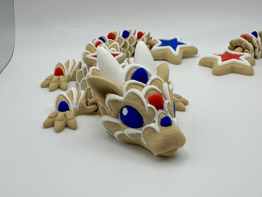Patriotic Articulated Dragon - 3D Printed Red, White & Blue