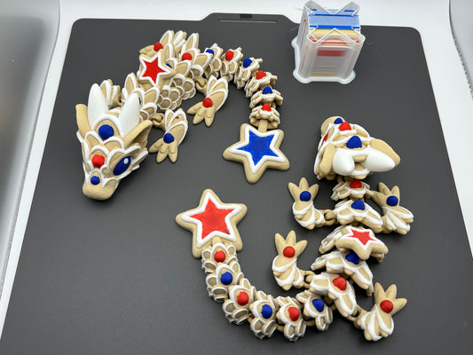 Patriotic Articulated Dragon - 3D Printed Red, White & Blue