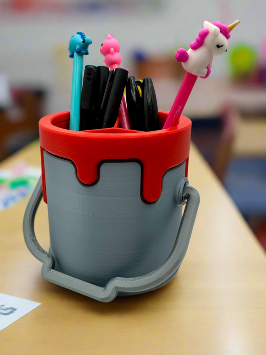 Paint Bucket Pen & Pencil Holder – 3D Printed Desk Organizer
