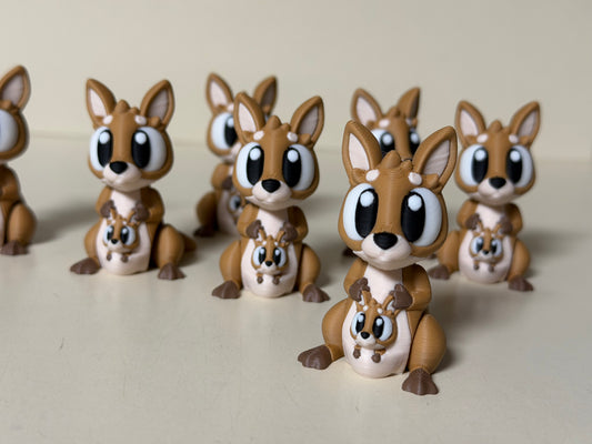 Flexi Kangaroo Figure – 3D Printed Collectible with Baby Joey