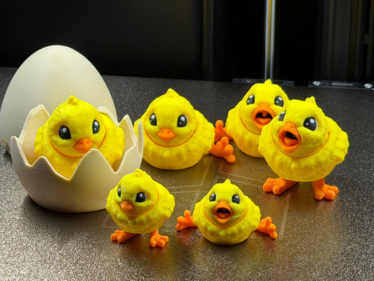 3D Printed Spring Chick Fidget – Swivel Head Chick (Multiple Sizes & Styles)