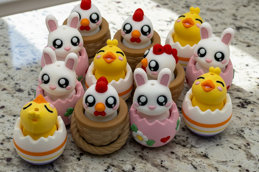 Spring Animal Fidget Clickers – 3D Bunny and Chick Designs